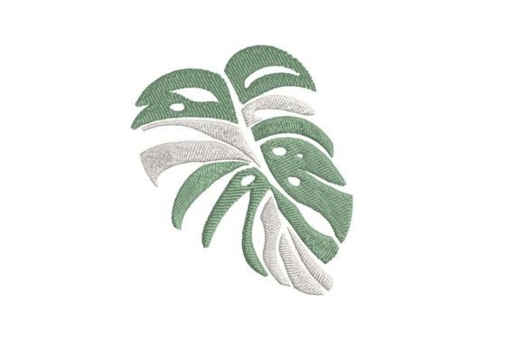 Striped Monstera Leaf for Seasonal Embroidery Projects