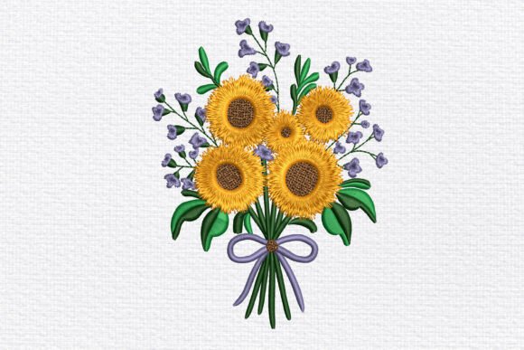 Sunflower Bouquet Embroidery Design Review for Small Business Merch