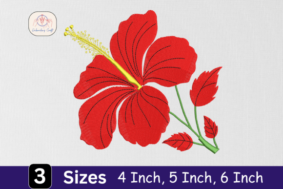 Tropical Floral Red Hibiscus Flower: A Vibrant Embroidery Design for Summer Projects